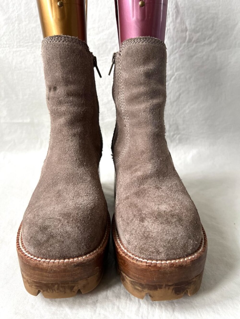 Free People x Jeffrey Campbell boots Preston 7 platform ankle taupe beige suede - Picture 2 of 14